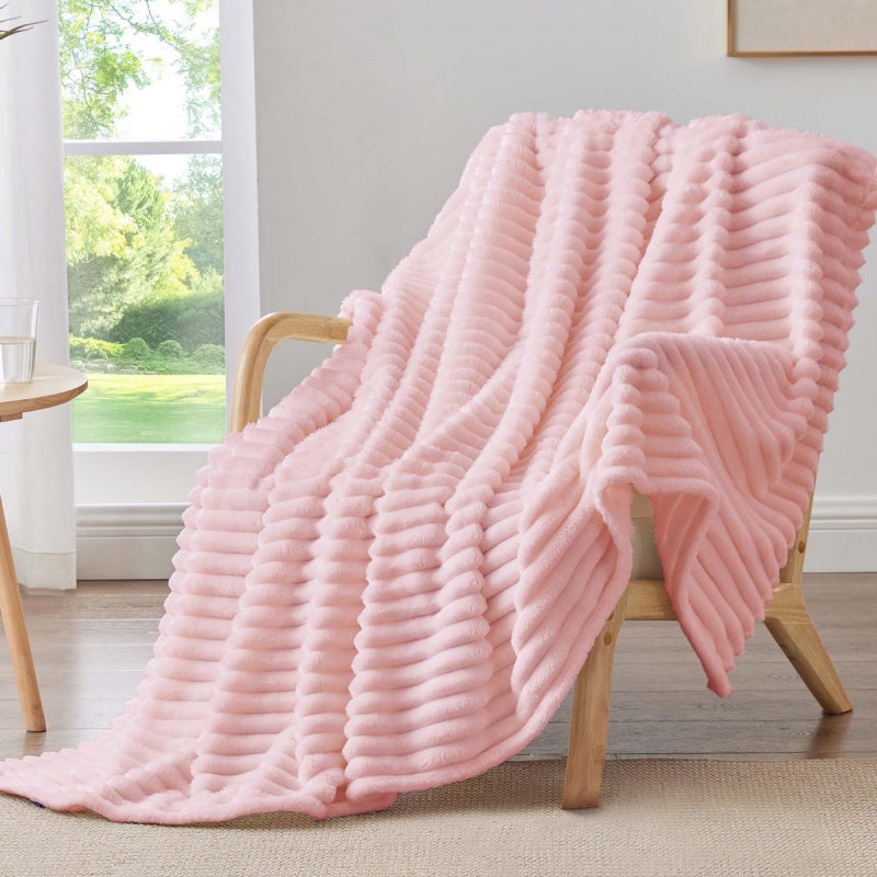 BEDELITE Fleece Pink Throw Blanket for Couch - 300GSM Soft & Warm Valentines Blanket Gifts for Women Girls, Decorative Spring Pink Blankets for Home, 50"x60" - Image 1