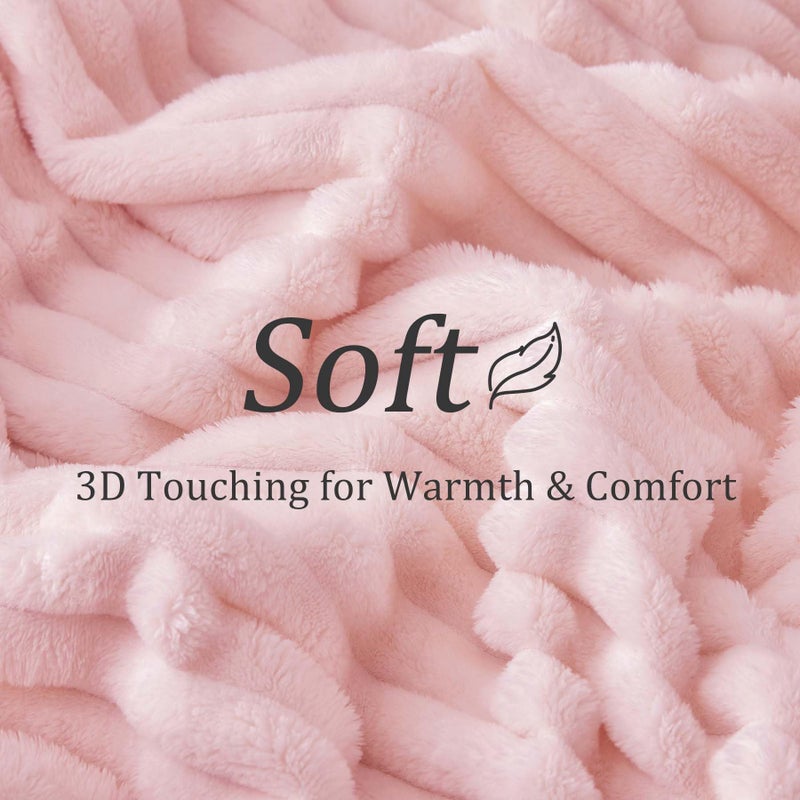 BEDELITE Fleece Pink Throw Blanket for Couch - 300GSM Soft & Warm Valentines Blanket Gifts for Women Girls, Decorative Spring Pink Blankets for Home, 50"x60" - Image 4