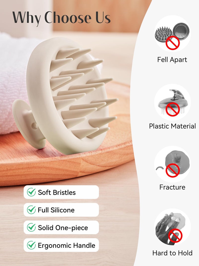 HEETA Scalp Massager Hair Growth, Scalp Scrubber with Soft Bristles, Integrated Silicone Design, Scalp Exfoliator for Dandruff Removal & Relax Scalp, Shampoo Brush Fit Wet Dry Hair Use, Oatmeal - Image 4
