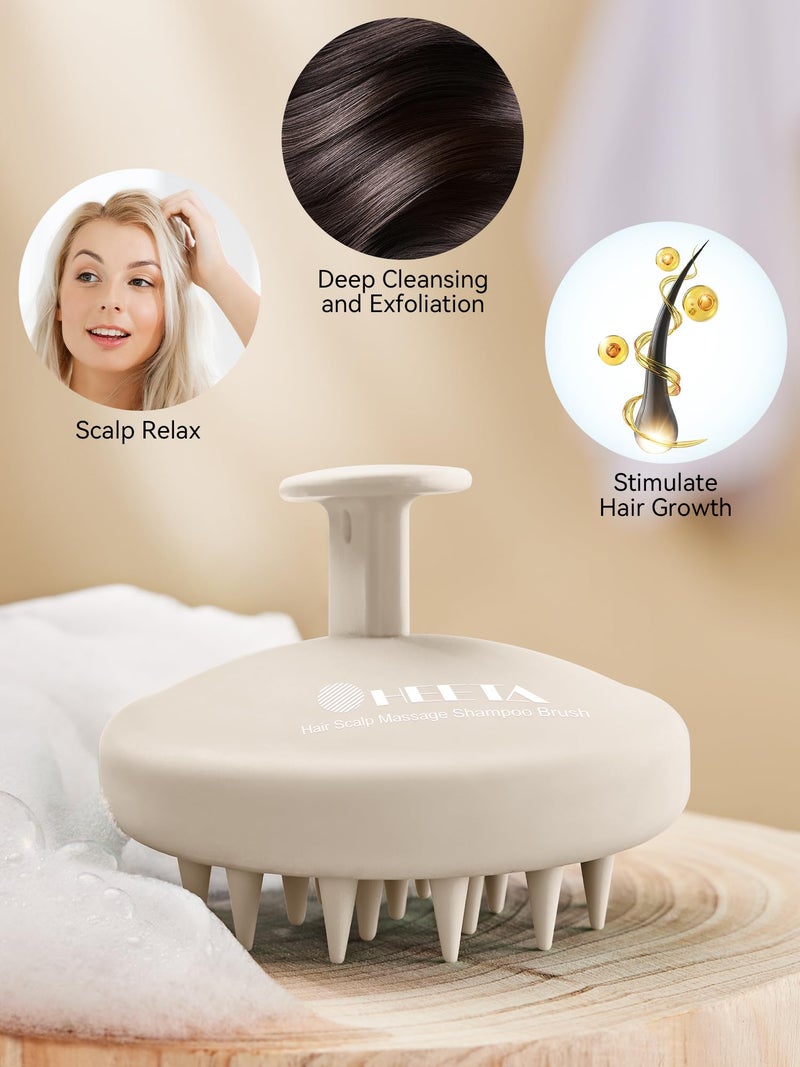 HEETA Scalp Massager Hair Growth, Scalp Scrubber with Soft Bristles, Integrated Silicone Design, Scalp Exfoliator for Dandruff Removal & Relax Scalp, Shampoo Brush Fit Wet Dry Hair Use, Oatmeal - Image 5