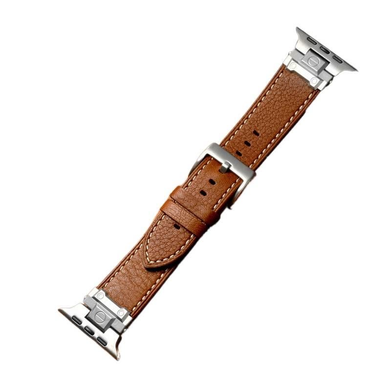 Leather Compatible with Apple Watch Black Smartwatch Band for daily smartwatch wear and replacement strap On The Go Use Work Use Family Use - Image 4