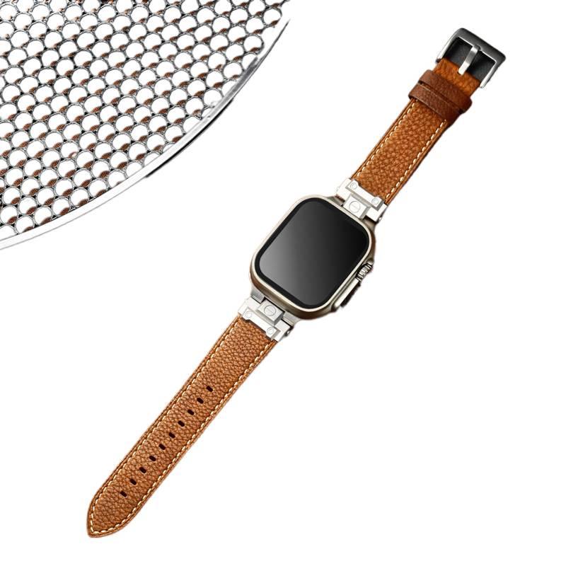 Leather Compatible with Apple Watch Black Smartwatch Band for daily smartwatch wear and replacement strap On The Go Use Work Use Family Use - Image 3