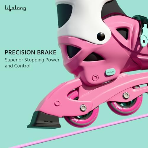 Lifelong Inline Skates for Kids - Roller Skate Shoes-3 Wheels Inline Skates-Skating Shoes for Boys & Girls with Safety Kit- Skate Scooter- Liner Skates-1 Pair of Skates, Pink, M (20.5-23 cm) - Image 5
