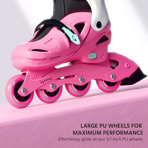 Lifelong Inline Skates for Kids - Roller Skate Shoes-3 Wheels Inline Skates-Skating Shoes for Boys & Girls with Safety Kit- Skate Scooter- Liner Skates-1 Pair of Skates, Pink, M (20.5-23 cm) - Image 2