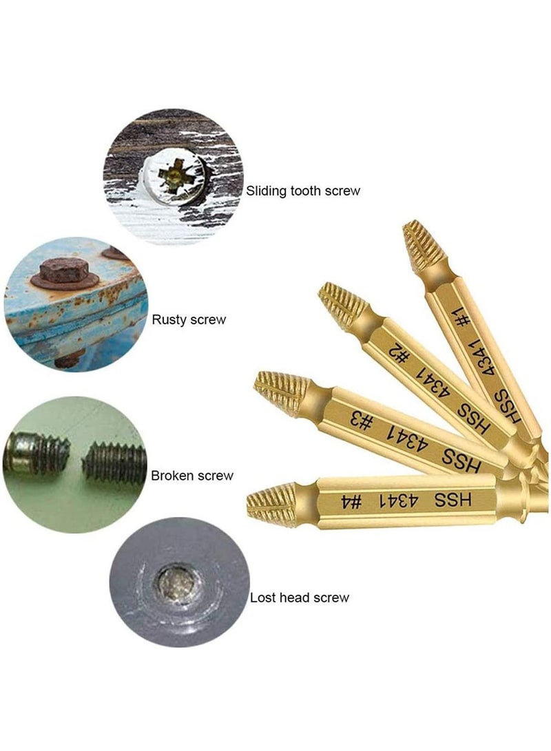 Damaged Stripped Screw Extractor Kit, DELFINO High Speed Steel HSS 4341 Socket Adapter Removal Set, for Broken Set