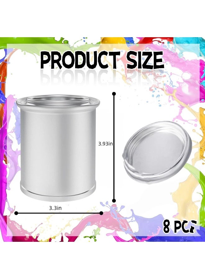 8PCS Size Unlined Bucket, Empty Metal Pint Paint Buckets with Lids for DIY and Professional Projects, Silver Color and Recyclable - Image 2