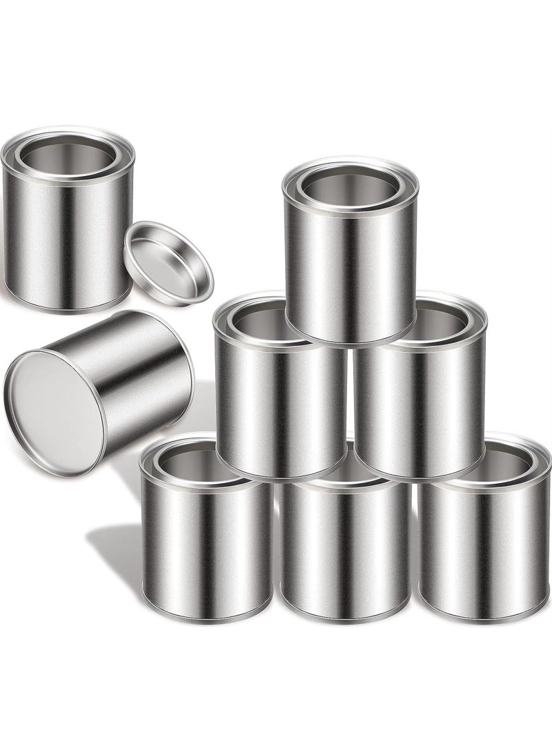 8PCS Size Unlined Bucket, Empty Metal Pint Paint Buckets with Lids for DIY and Professional Projects, Silver Color and Recyclable - Image 1