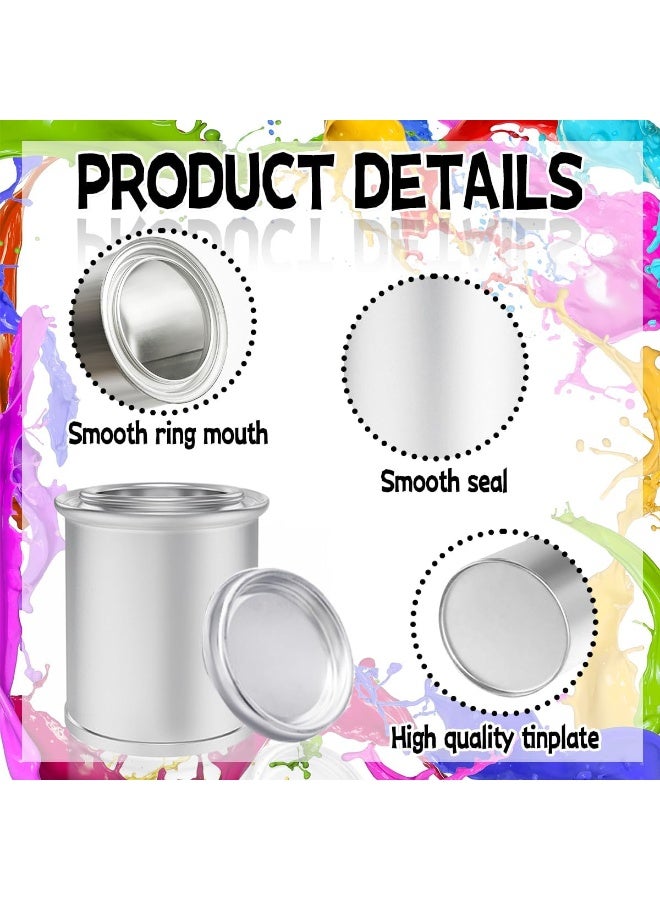 8PCS Size Unlined Bucket, Empty Metal Pint Paint Buckets with Lids for DIY and Professional Projects, Silver Color and Recyclable - Image 3