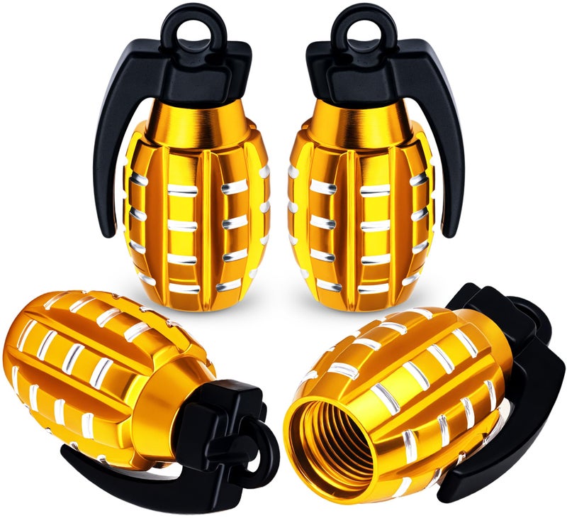 MEAJOO 4 PCS Tire Valve Stem Caps Aluminium Alloy Tire Valve Stem Covers Universal for Cars Trucks SUV Motorcycles Bike and Bicycles Gold - Image 3