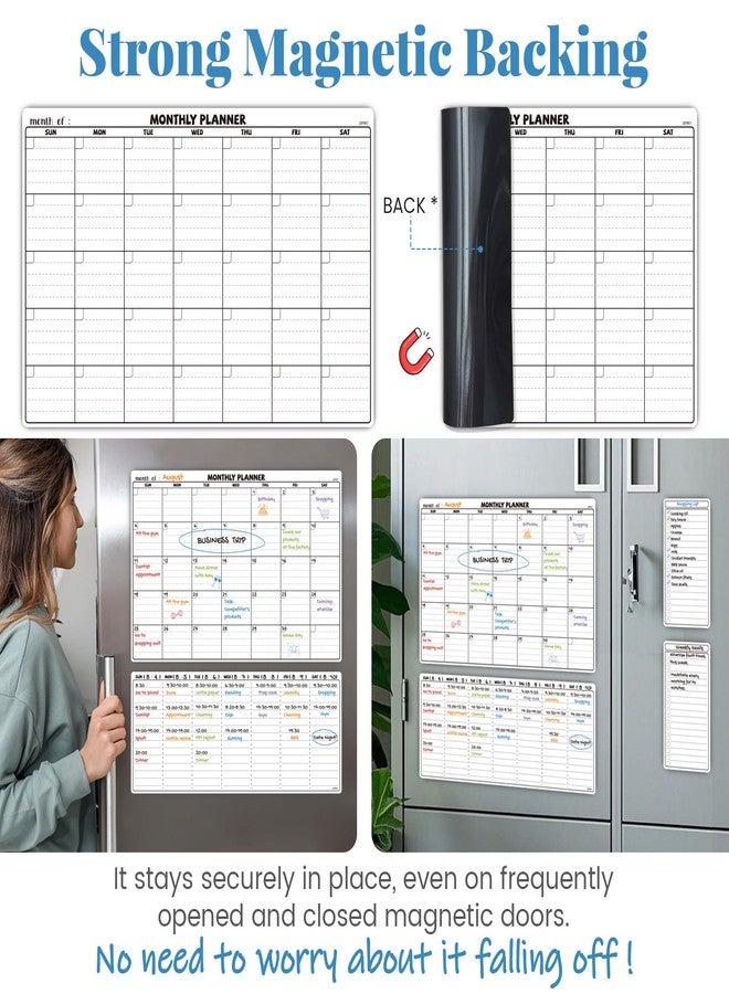 JJPRO Magnetic Dry Erase Calendar for Refrigerator-Reusable Monthly Calendar,Weekly Planner&to Do List for Fridge-Magnetic Monthly,Weekly Planner&List 2pcs-Starts Sunday-16.5x11" - Image 3