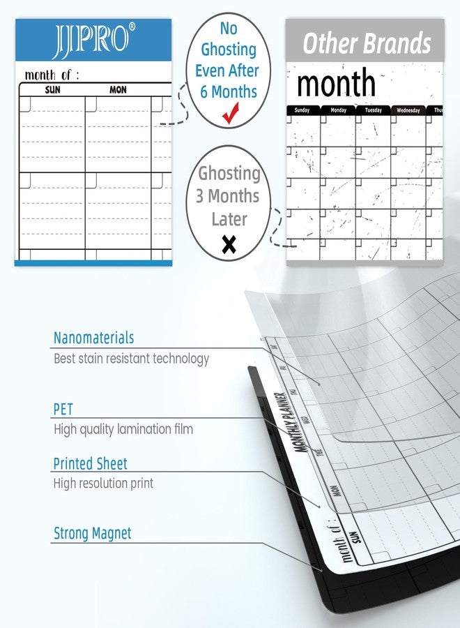 JJPRO Magnetic Dry Erase Calendar for Refrigerator-Reusable Monthly Calendar,Weekly Planner&to Do List for Fridge-Magnetic Monthly,Weekly Planner&List 2pcs-Starts Sunday-16.5x11" - Image 4