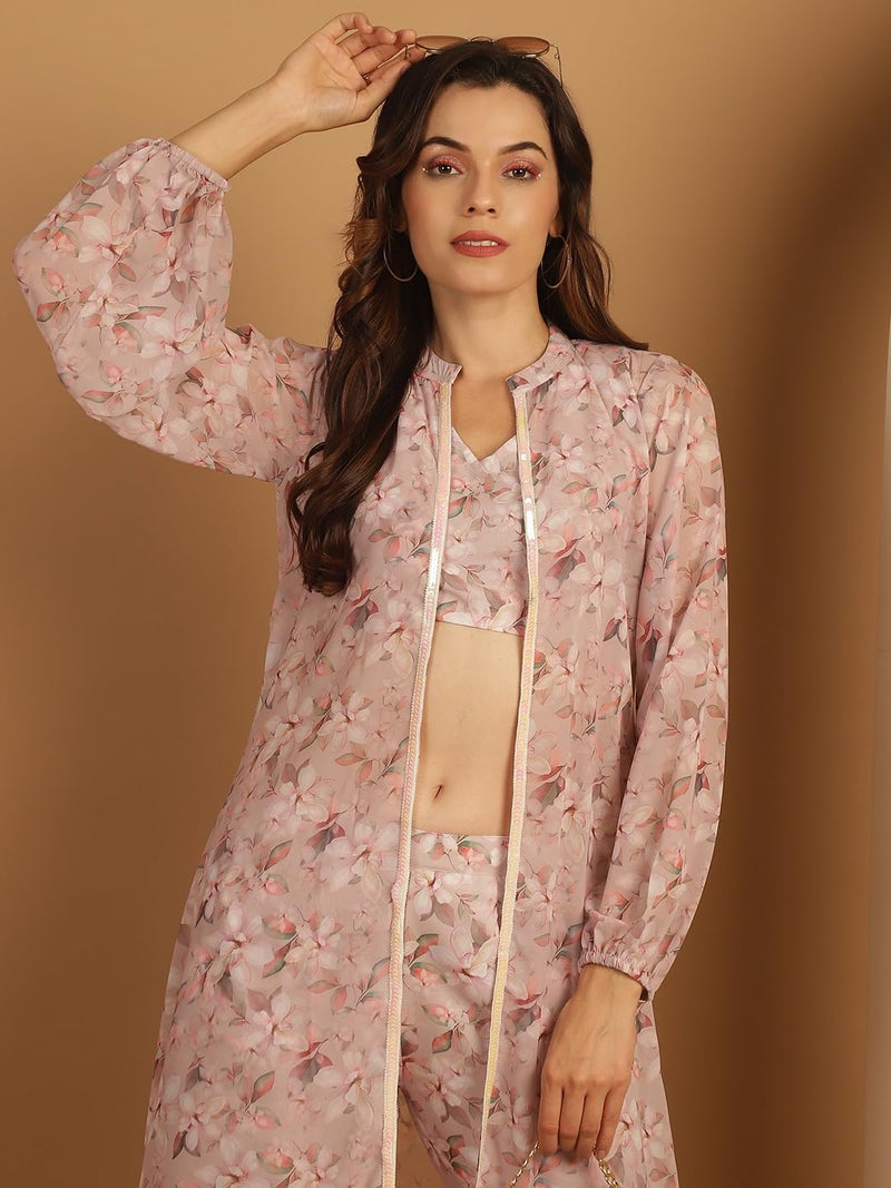 jompers جومبرز سترة نسائية مزخرفة من قطن مدمج مع طباعة رقمية في الأعلى والأسفل - Image 5