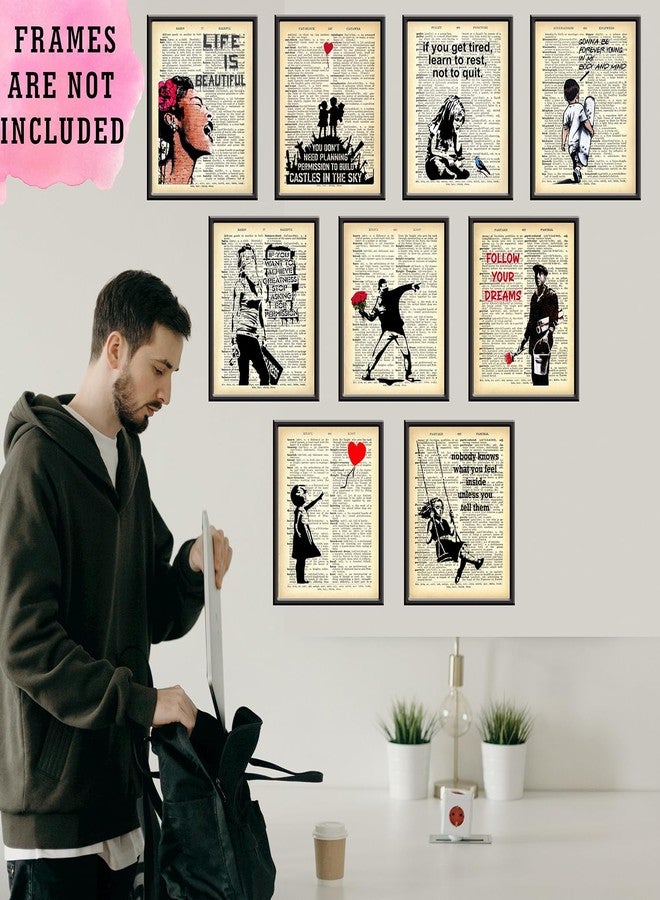 PARTH iMPEX Banksy Wall Art Set - Motivational Graffiti Street Art Positive Inspirational Quotes Encouraging Poster for Living Room Teens Bedroom Home Office Decor - Unframed 8 x 10 Dictionary Prints - Image 5