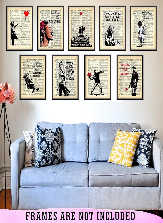 PARTH iMPEX Banksy Wall Art Set - Motivational Graffiti Street Art Positive Inspirational Quotes Encouraging Poster for Living Room Teens Bedroom Home Office Decor - Unframed 8 x 10 Dictionary Prints - Image 3