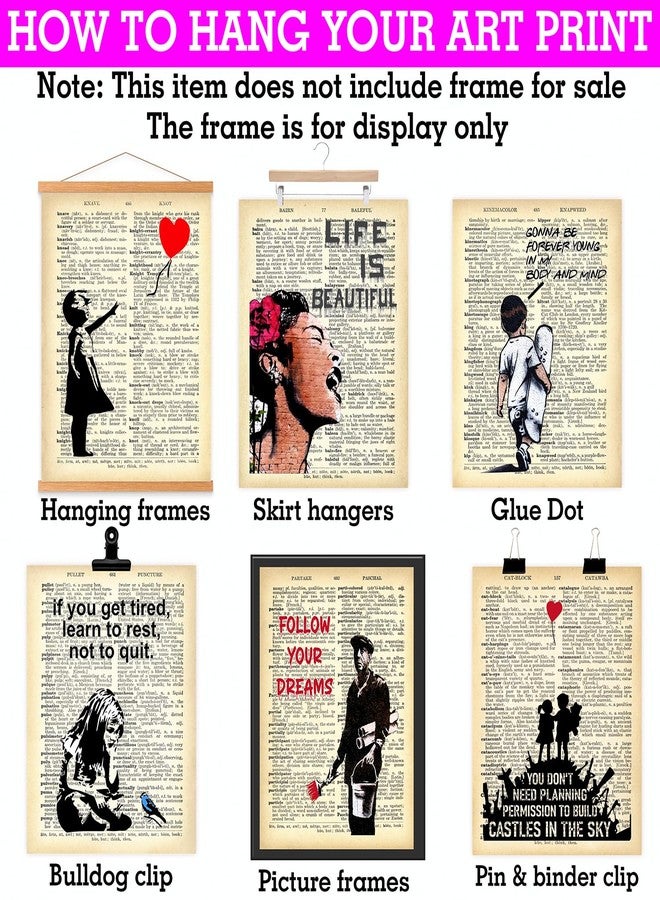 PARTH iMPEX Banksy Wall Art Set - Motivational Graffiti Street Art Positive Inspirational Quotes Encouraging Poster for Living Room Teens Bedroom Home Office Decor - Unframed 8 x 10 Dictionary Prints - Image 4