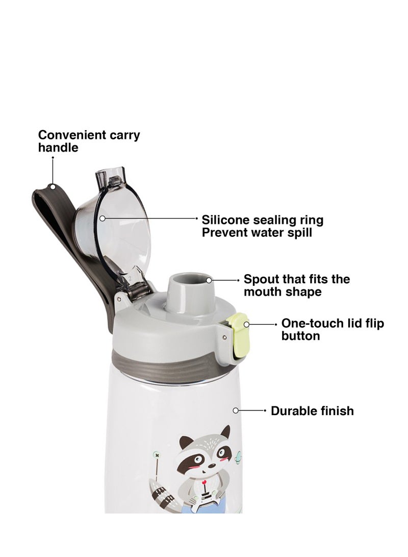 Fissman زجاجة مياه للأطفال خالية من مادة BPA وغير سامة، زجاجة عصير بلاستيكية محلية الصنع، حليب، مشروبات الشوكولاتة الباردة مع غطاء قابل للطي مانع للتسرب، 500 مل - Image 3