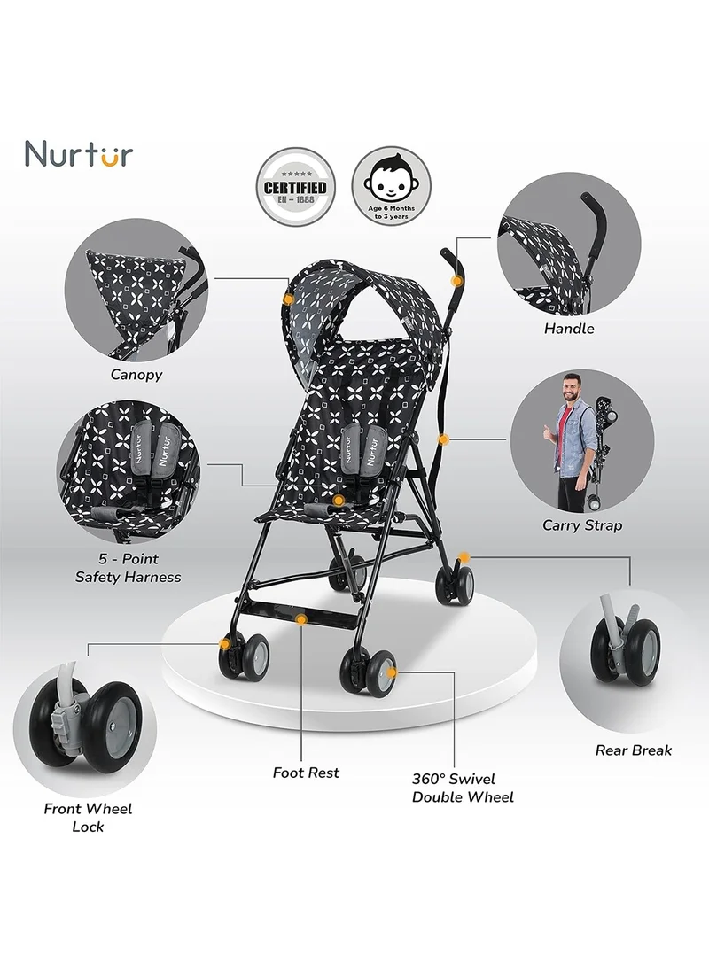 نورتر Rex Buggy Stroller Multicolor Lightweight With Compact Fold Canopy And Shoulder Strap 6 To 36 Months