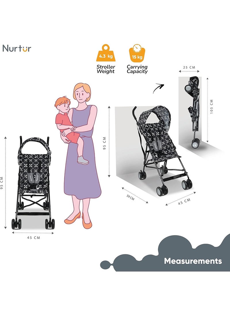 Nurtur - Rex Buggy Stroller Multicolor Lightweight With Compact Fold Canopy And Shoulder Strap 6 To 36 Months - Image 1