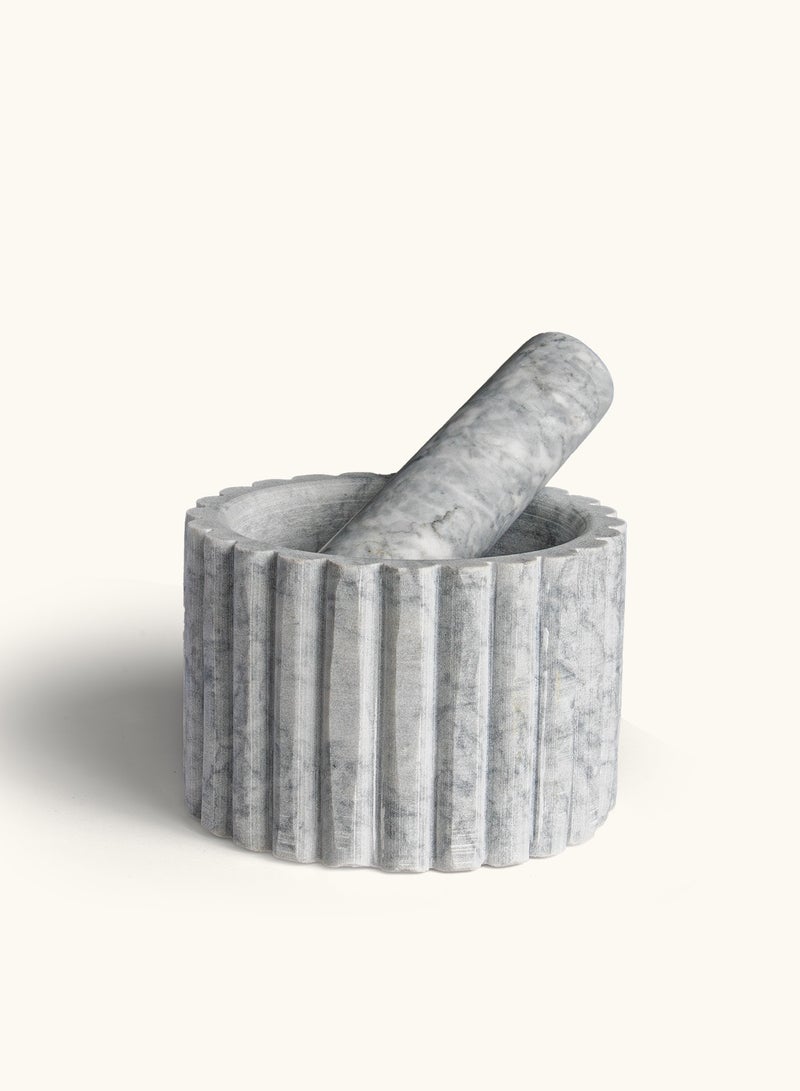 touche déco Fluted Marble Mortar Pestle  - Image 2