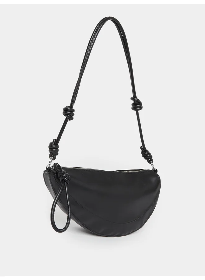 ستايلي Styli Plain Half Moon Shoulder Bag with Knot Detail Loop