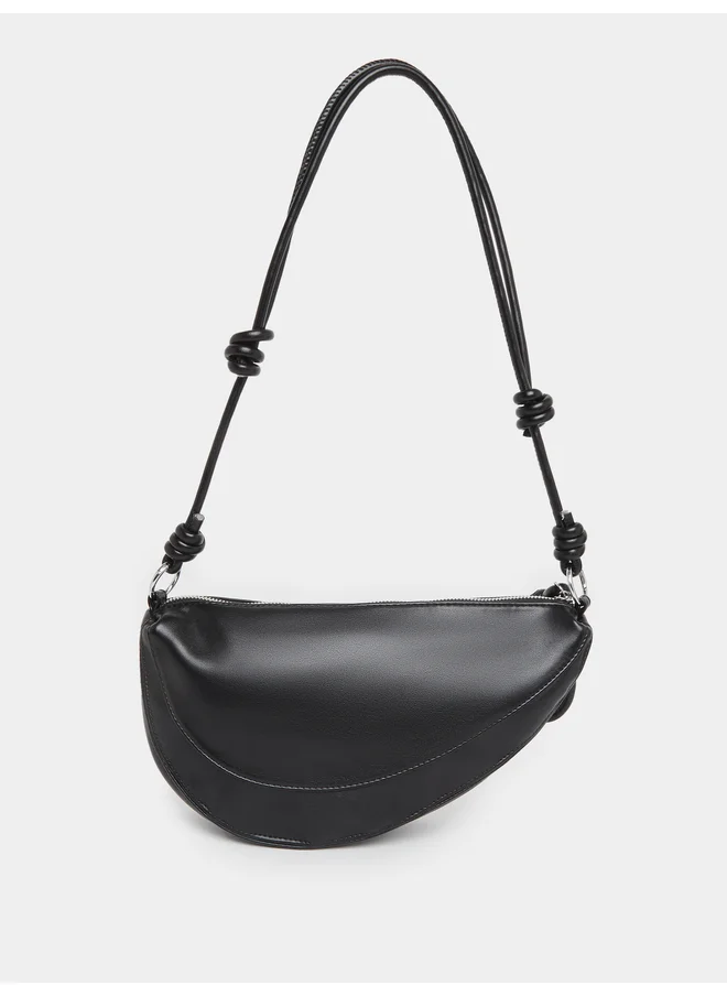 ستايلي Styli Plain Half Moon Shoulder Bag with Knot Detail Loop
