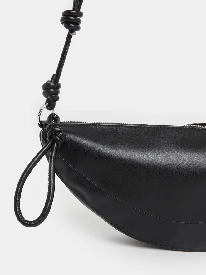 Styli Styli Plain Half Moon Shoulder Bag with Knot Detail Loop