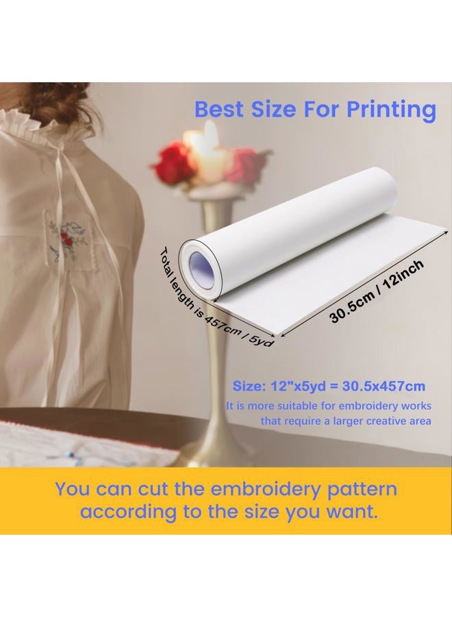 New brothread 12" x5YDS Sticky Water Soluble Embroidery Stabilizer Paper Stabilizer - Medium Weight - Allowed for Drawing Patterns Best for Hand & Machine Embroidery - Image 2