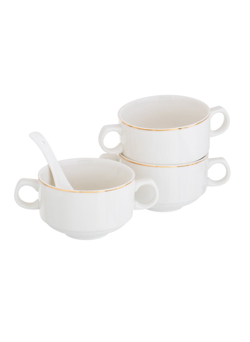 Hic Porcelain soup serving set with a golden metal stand 16 piece  - Image 2