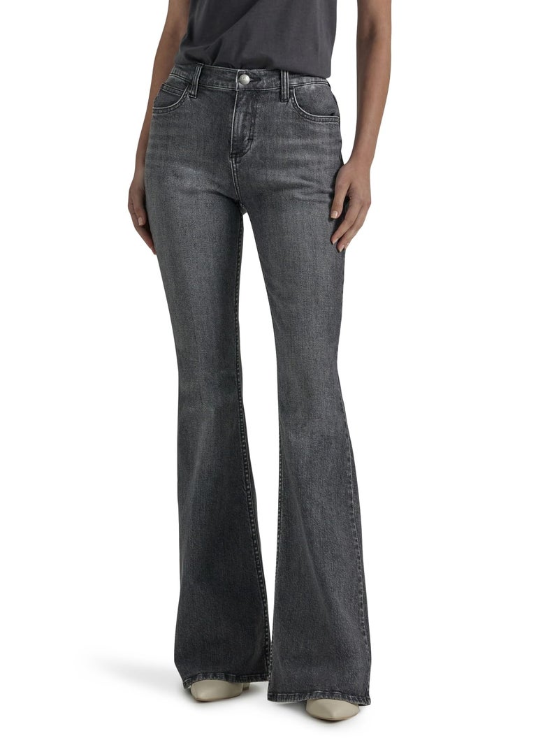 Lee Women's Legendary Mid Rise Flare Jean, Blurred Darks, 10 - Image 1