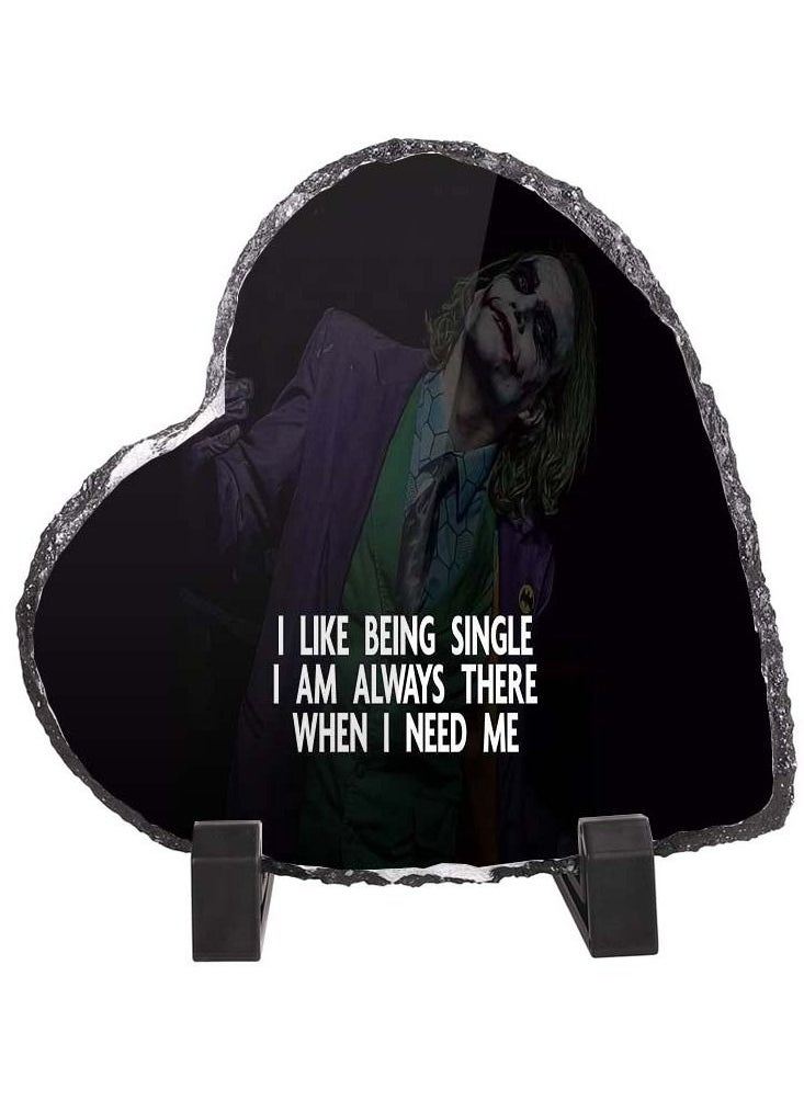 Service Zone - Protective Printed White Heart Shape Marble Photo Frame for Table Top I Like Being Single Iam Always There When I Need Me - Image 1