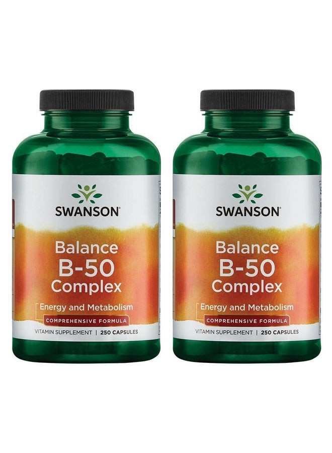 Swanson B-50 B-Complex - B Vitamin Complex with High Potency & Bioavailability - Promotes Immune System Support, Aids Heart Health, & Supports Healthy Nervous System - (250 Capsules) (2 Pack)