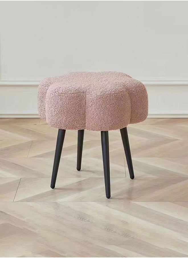 Taimi Boucle Fabric Chair Elegant Cloud Design with Metal Legs, Vanity Table Chair, Bedroom Dressing Chair, Shoe Changing Chair - Pink  - Image 1