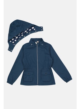 Kids Girl Hooded Parka Jacket, Blue