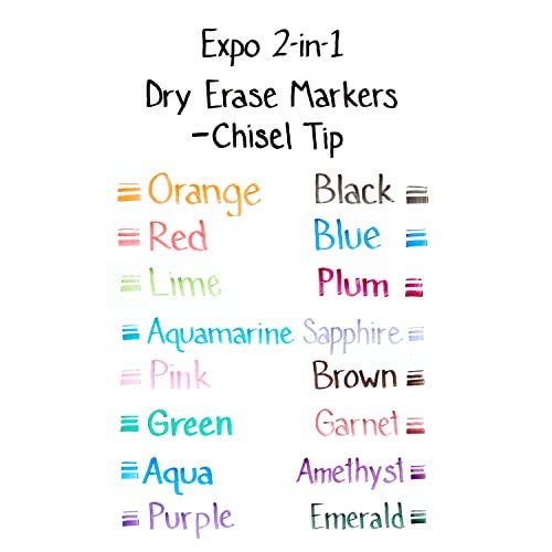 EXPO Dry Erase 2-in-1 Markers, Chisel Tip, Assorted Colors, 8 Count - Whiteboard, School, Classroom, Teacher Supplies - Image 5