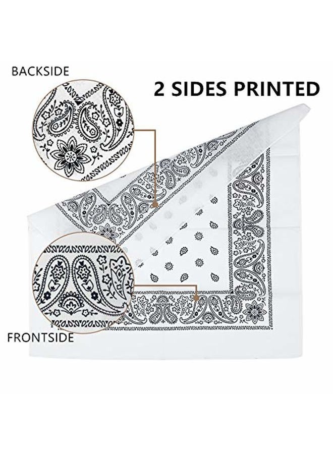 Vamqor Bandana Single Pack & Double Pack Cotton for Men and Women 22 Inch(White) - Image 3