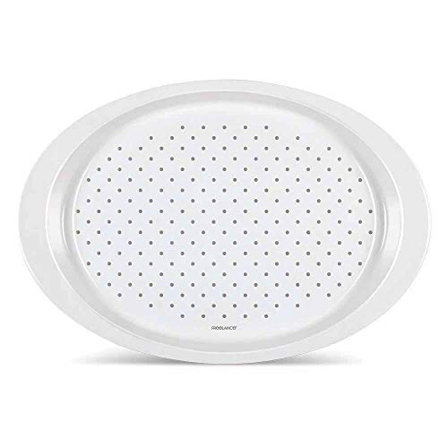 Freelance Anti Slip Serving Tray - 42.5 x 29 cm - Oval - White - Non-Slip Rubber Surface, Break-Resistant - Versatile Anti Skid PP Plastic Kitchen & Dining/Coffee Table Trays for Breakfast/Food/Tea - Image 1