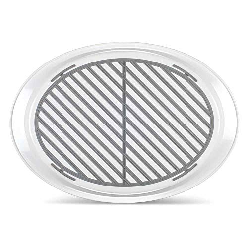 Freelance Anti Slip Serving Tray - 42.5 x 29 cm - Oval - White - Non-Slip Rubber Surface, Break-Resistant - Versatile Anti Skid PP Plastic Kitchen & Dining/Coffee Table Trays for Breakfast/Food/Tea - Image 2