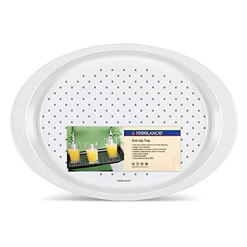 Freelance Anti Slip Serving Tray - 42.5 x 29 cm - Oval - White - Non-Slip Rubber Surface, Break-Resistant - Versatile Anti Skid PP Plastic Kitchen & Dining/Coffee Table Trays for Breakfast/Food/Tea - Image 4