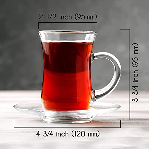 MARTVIA Premium Classic Glass Tea & Coffee Cup and Saucer 180 ML for Transparent Espresso Cappuccino hot Chocolate, Cups and Saucer Set for Coffee, Green Tea (City Set 2 Cup and 2 Saucer) - Image 3
