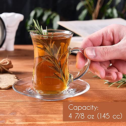 MARTVIA Premium Classic Glass Tea & Coffee Cup and Saucer 180 ML for Transparent Espresso Cappuccino hot Chocolate, Cups and Saucer Set for Coffee, Green Tea (City Set 2 Cup and 2 Saucer) - Image 2