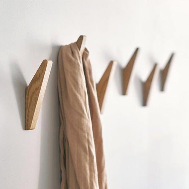 Modern Creative Wooden Hooks for Storage Rubber Wood Original Color Rubber Wood Original Color