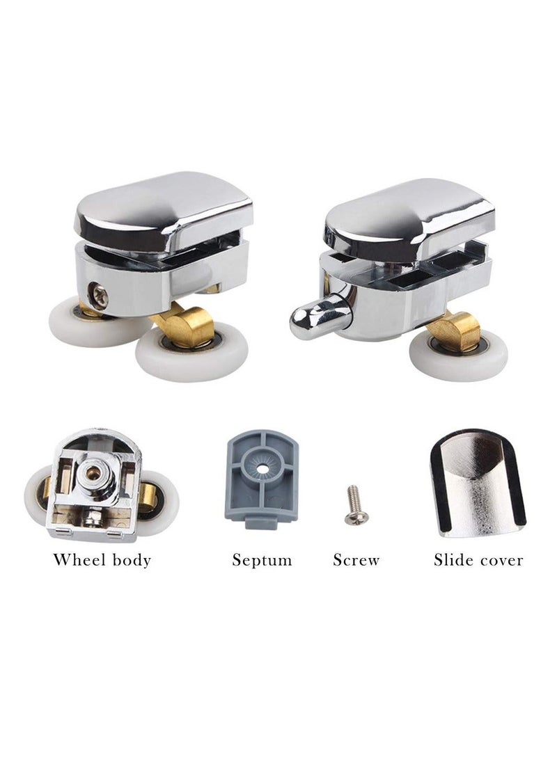 Shower Door Rollers, 23mm Sliding Shower Doors Wheels Replacement Roller Runner Wheel 2 Top & 2 Bottom Roller fit for Glass Holes 14mm 4Pcs - Image 2