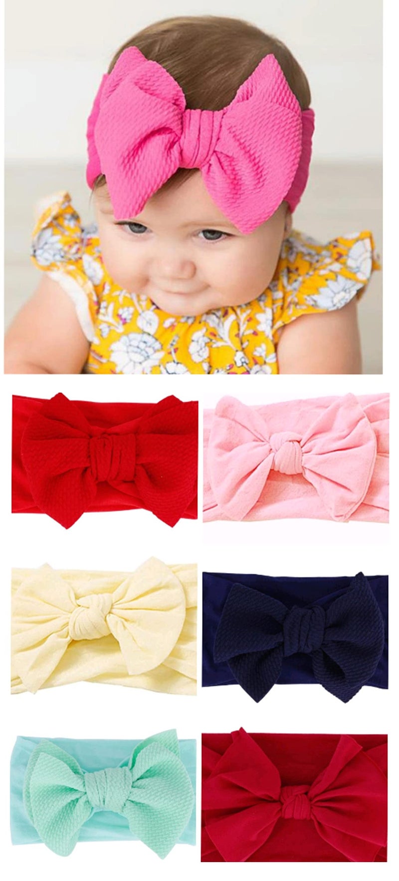 HOMEMATES 6 Pcs Fancy Stylish Hair Band Ribbon Glitter Bow Band For Baby Girls And Kids Elastic Hairband Multicolor - Image 2