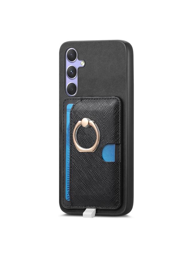 S-TOP Case For Samsung Galaxy M14 5G Retro Cross Leather Ring Side Insert Card Bag MagSafe Phone Case - Image 2