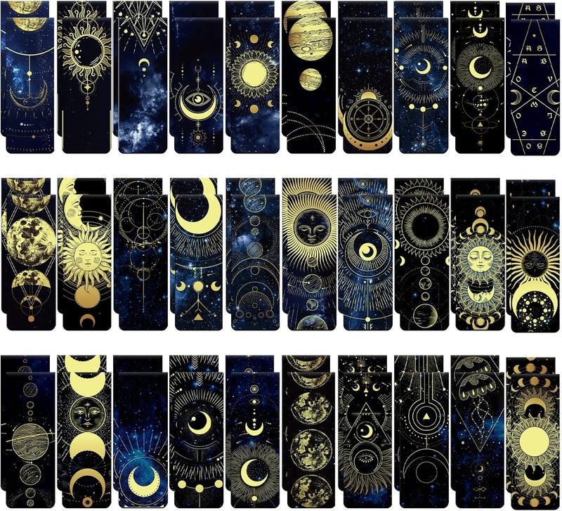 Sinmoe 60 Pieces Space Magnetic Bookmarks Galaxy Cool Bookmarks for Book Lovers Sky Moon Starry Page Clip Book Markers Bulk for Boys Men Women Kids Students Teachers Reading School Library Office Gift - Image 1