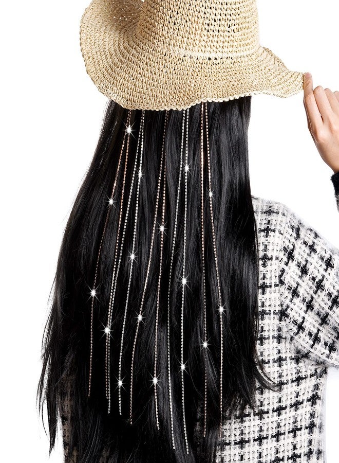 RECTYO GALLERY 6Pcs Premium Hair Jewelry for Braids Rhinestone Hair Chains Clips In Bling Long Tassel Hair Charms Extension Accessories for Women Girls Rave Festival Hairstyle Decoration(Sliver, Gold) - Image 4