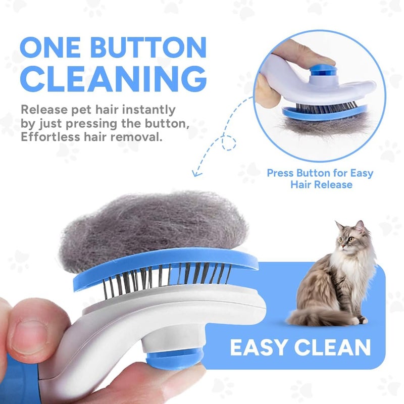 BIYALI Self-Cleaning Dog & Cat Comb - Slicker Brush For Easy Undercoat Removal | Pet Massaging Grooming Tool | Hair Brush For Dogs & Cats | Suitable For Long or Short Hair Pets [ 1Pcs, Multicolor ] - Image 4