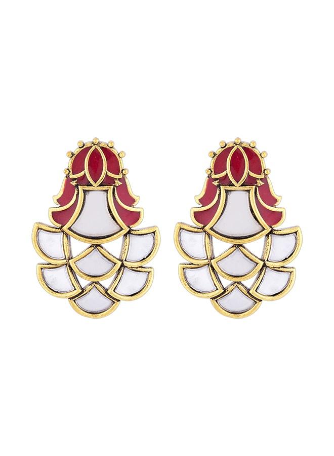VOYLLA Thikri Enameled Mirror Details Earrings - Image 2