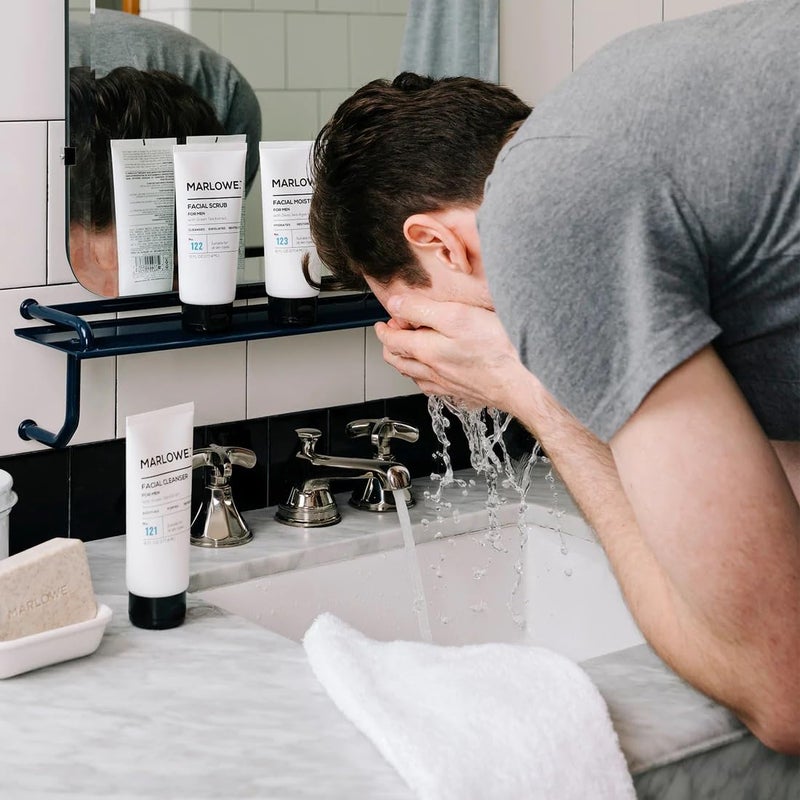 MARLOWE. Mens Skin Care Set, No. 204 Daily Essential Face Kit, No. 121 Facial Cleanser, No. 123 Facial Moisturizer, No. 127 Eye Cream, No. 128 Daily Face Lotion with SPF 50, Great Gift for Men - Image 3