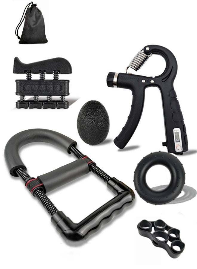 Hand Grip Strengthener Workout Kit 7 Pack Forearm Grip Adjustable Resistance Hand Gripper Finger Exerciser Finger Stretcher Grip Ring